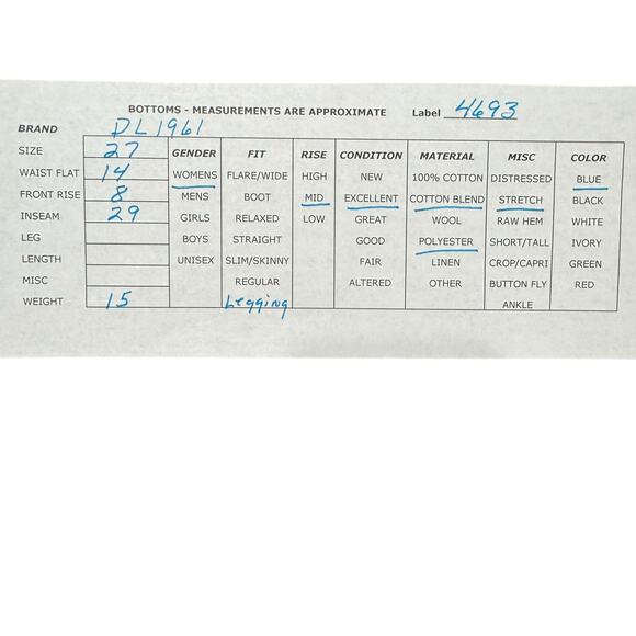 DL1961 Womens Emma Power Legging Dark Wash Cashel Jeans Mid Rise Stretch 27 - Picture 10 of 10